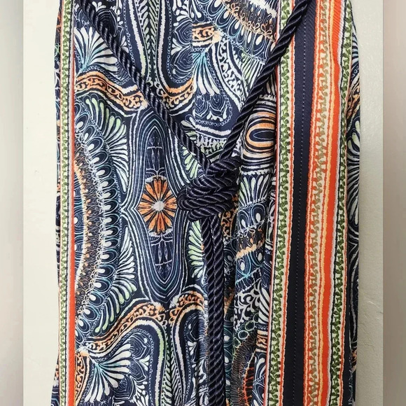 Ramy Brooke Vanna Rope Tie Boho Printed Midi Dress sz Small - Picture 6 of 10